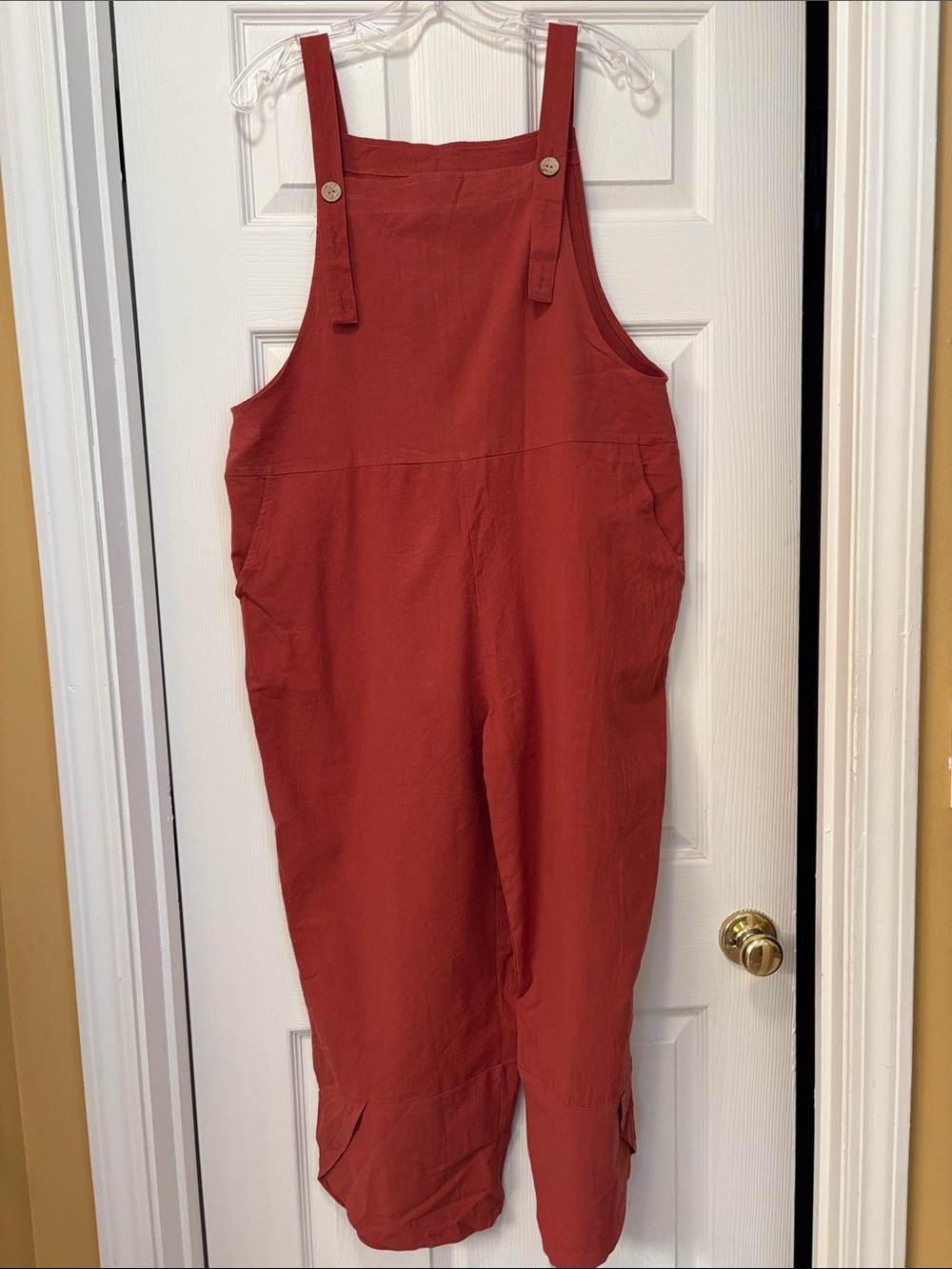 Rust Red Relaxed Overalls